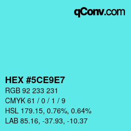 Color code: HEX #5CE9E7 | qconv.com