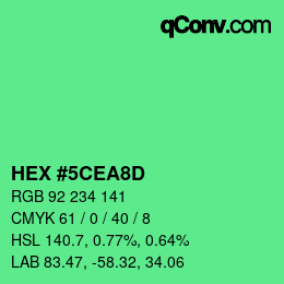 カラーコード: HEX #5CEA8D | qconv.com
