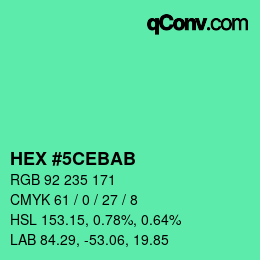 カラーコード: HEX #5CEBAB | qconv.com