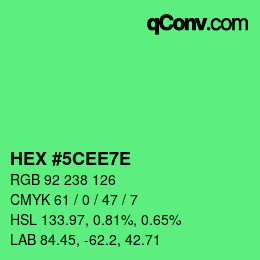Color code: HEX #5CEE7E | qconv.com