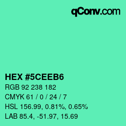 Farbcode: HEX #5CEEB6 | qconv.com
