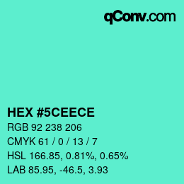 Color code: HEX #5CEECE | qconv.com