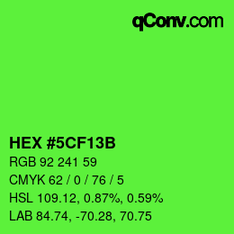 Color code: HEX #5CF13B | qconv.com