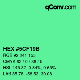 Code couleur: HEX #5CF19B | qconv.com