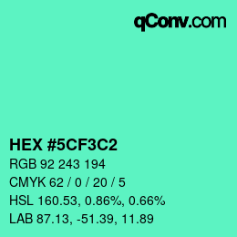 Color code: HEX #5CF3C2 | qconv.com