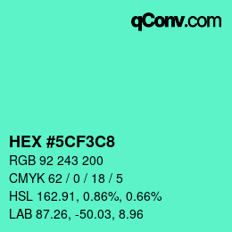 Color code: HEX #5CF3C8 | qconv.com