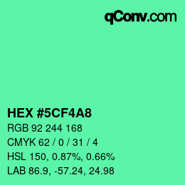 Code couleur: HEX #5CF4A8 | qconv.com