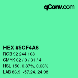 カラーコード: HEX #5CF4A8 | qconv.com