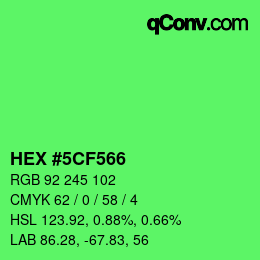 颜色代码: HEX #5CF566 | qconv.com
