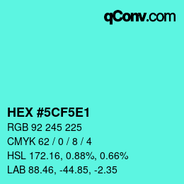 Color code: HEX #5CF5E1 | qconv.com