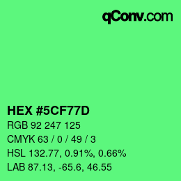 Color code: HEX #5CF77D | qconv.com