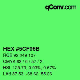 Color code: HEX #5CF96B | qconv.com
