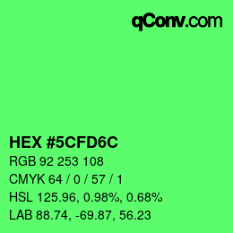 Color code: HEX #5CFD6C | qconv.com