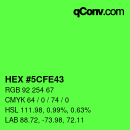 カラーコード: HEX #5CFE43 | qconv.com