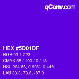 Color code: HEX #5D01DF | qconv.com