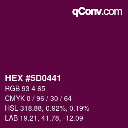 颜色代码: HEX #5D0441 | qconv.com