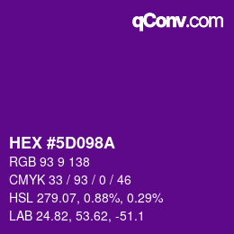 Color code: HEX #5D098A | qconv.com