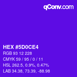 カラーコード: HEX #5D0CE4 | qconv.com