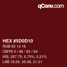 Código de color: HEX #5D0D10 | qconv.com