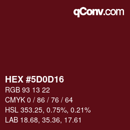 カラーコード: HEX #5D0D16 | qconv.com
