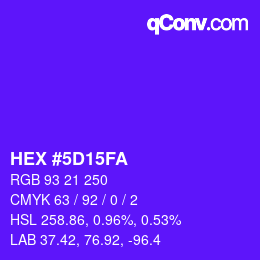 Color code: HEX #5D15FA | qconv.com