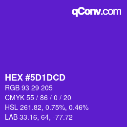 Color code: HEX #5D1DCD | qconv.com