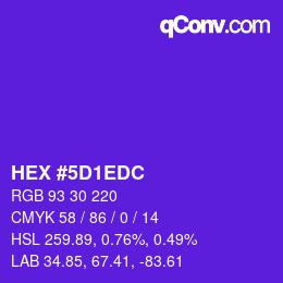 颜色代码: HEX #5D1EDC | qconv.com