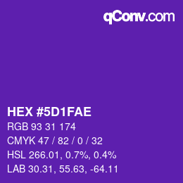 Color code: HEX #5D1FAE | qconv.com