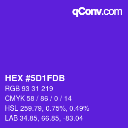 颜色代码: HEX #5D1FDB | qconv.com