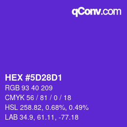 颜色代码: HEX #5D28D1 | qconv.com