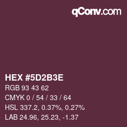 Color code: HEX #5D2B3E | qconv.com
