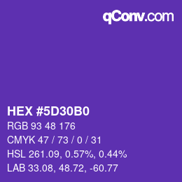 カラーコード: HEX #5D30B0 | qconv.com