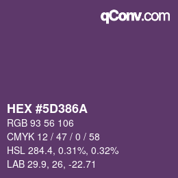 カラーコード: HEX #5D386A | qconv.com