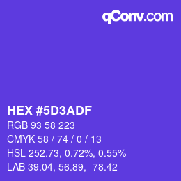 カラーコード: HEX #5D3ADF | qconv.com