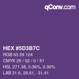 Color code: HEX #5D3B7C | qconv.com