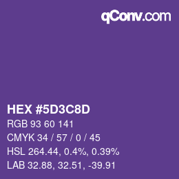 Color code: HEX #5D3C8D | qconv.com