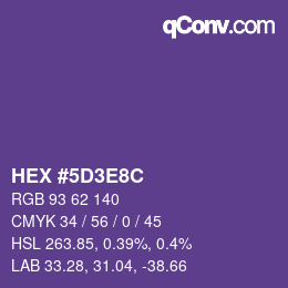 Color code: HEX #5D3E8C | qconv.com