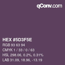 Color code: HEX #5D3F5E | qconv.com