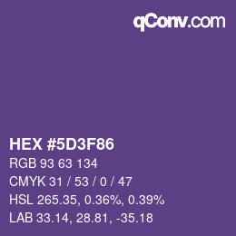 Color code: HEX #5D3F86 | qconv.com