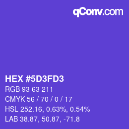 Color code: HEX #5D3FD3 | qconv.com