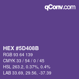 カラーコード: HEX #5D408B | qconv.com