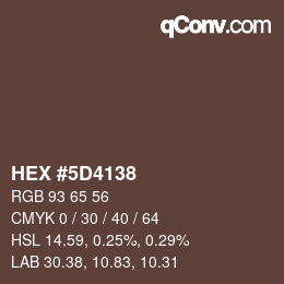 Farbcode: HEX #5D4138 | qconv.com