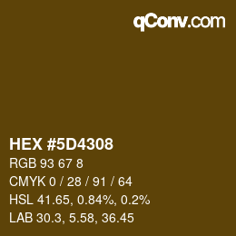 Color code: HEX #5D4308 | qconv.com