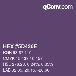 カラーコード: HEX #5D436E | qconv.com