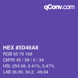 カラーコード: HEX #5D46A8 | qconv.com
