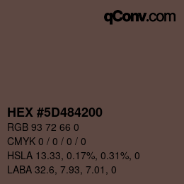 Código de color: HEX #5D484200 | qconv.com