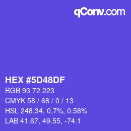 カラーコード: HEX #5D48DF | qconv.com