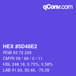 カラーコード: HEX #5D48E2 | qconv.com
