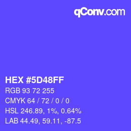Color code: HEX #5D48FF | qconv.com