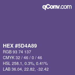 Color code: HEX #5D4A89 | qconv.com